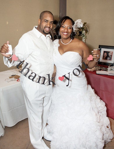 SHIPS PRIORITY.  3 Banners.  mr & mrs / thank you / just married.  Wedding Decorations.  Photo Prop.