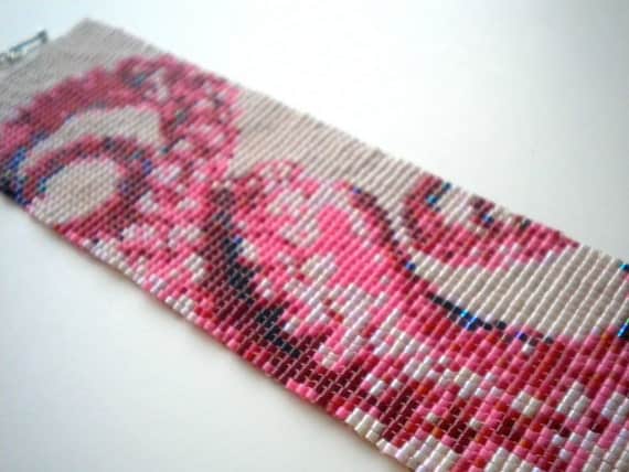 Pink Octopus Tentacles Bracelet - Beadwork