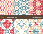 Victorian - Digital Paper Pack (Set of 6 Papers) Printable Scrapbook Paper Patterns Set - 100032A