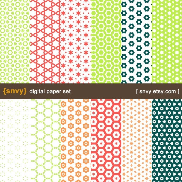 Simple - Digital Paper Pack (Set of 12 Papers) Printable Scrapbook Paper Patterns Set - 100034A