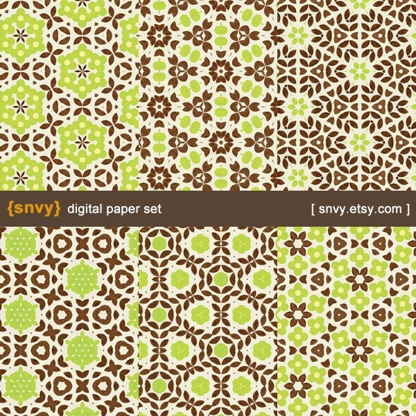 New Life - Digital Paper Pack (Set of 6 Papers) Printable Origami Scrapbook Patterns Set - 100046A