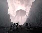 Alien Space Invaders Mothership 11x17 Digital Art