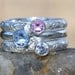 Birthstone Stacking Ring, 3 Family & Mother's Rings, two 4mm and one 5mm Gemstones, Sterling Silver, custom made