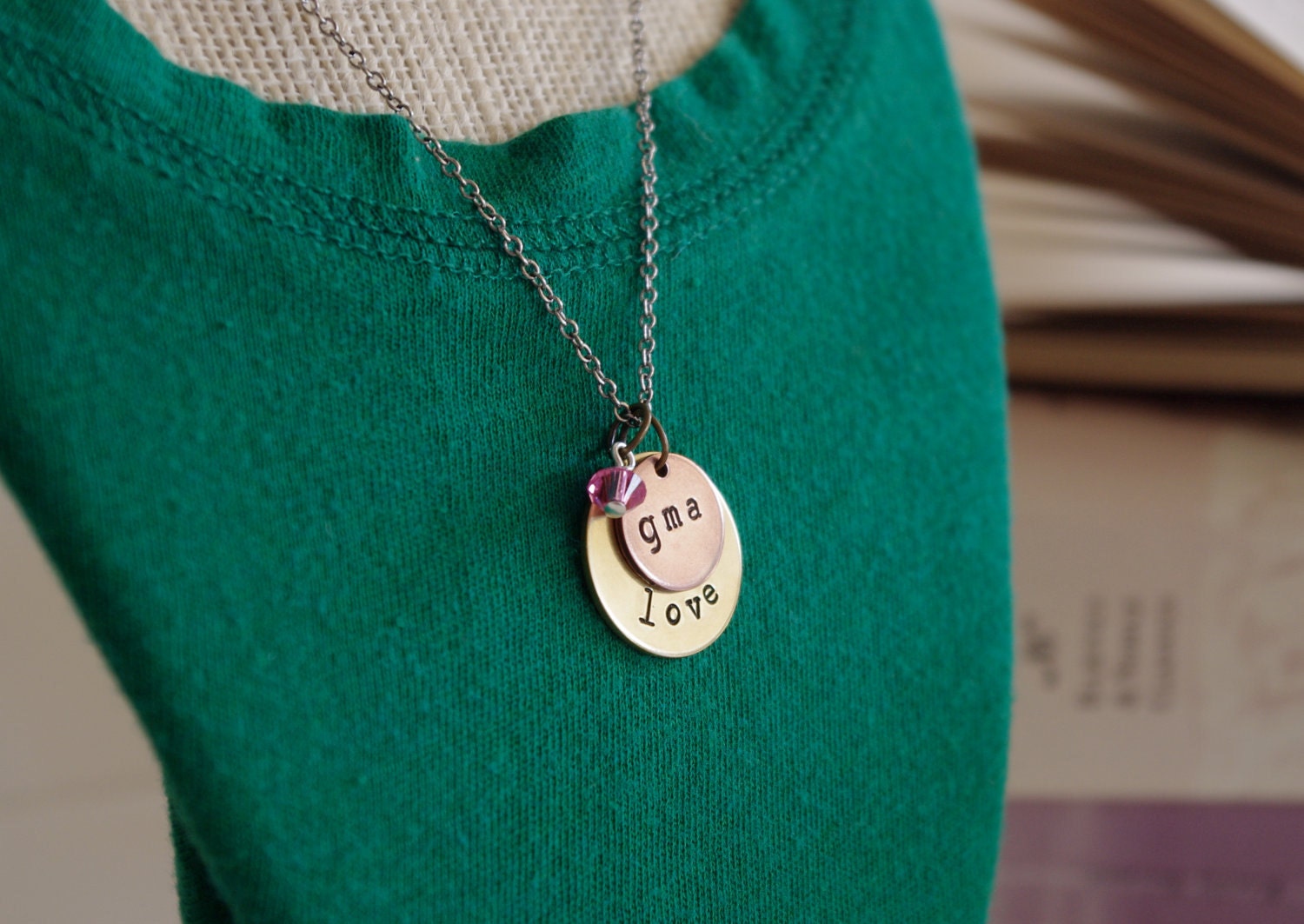 Personalized Hand Stamped Necklace - We Love Grandma Necklace