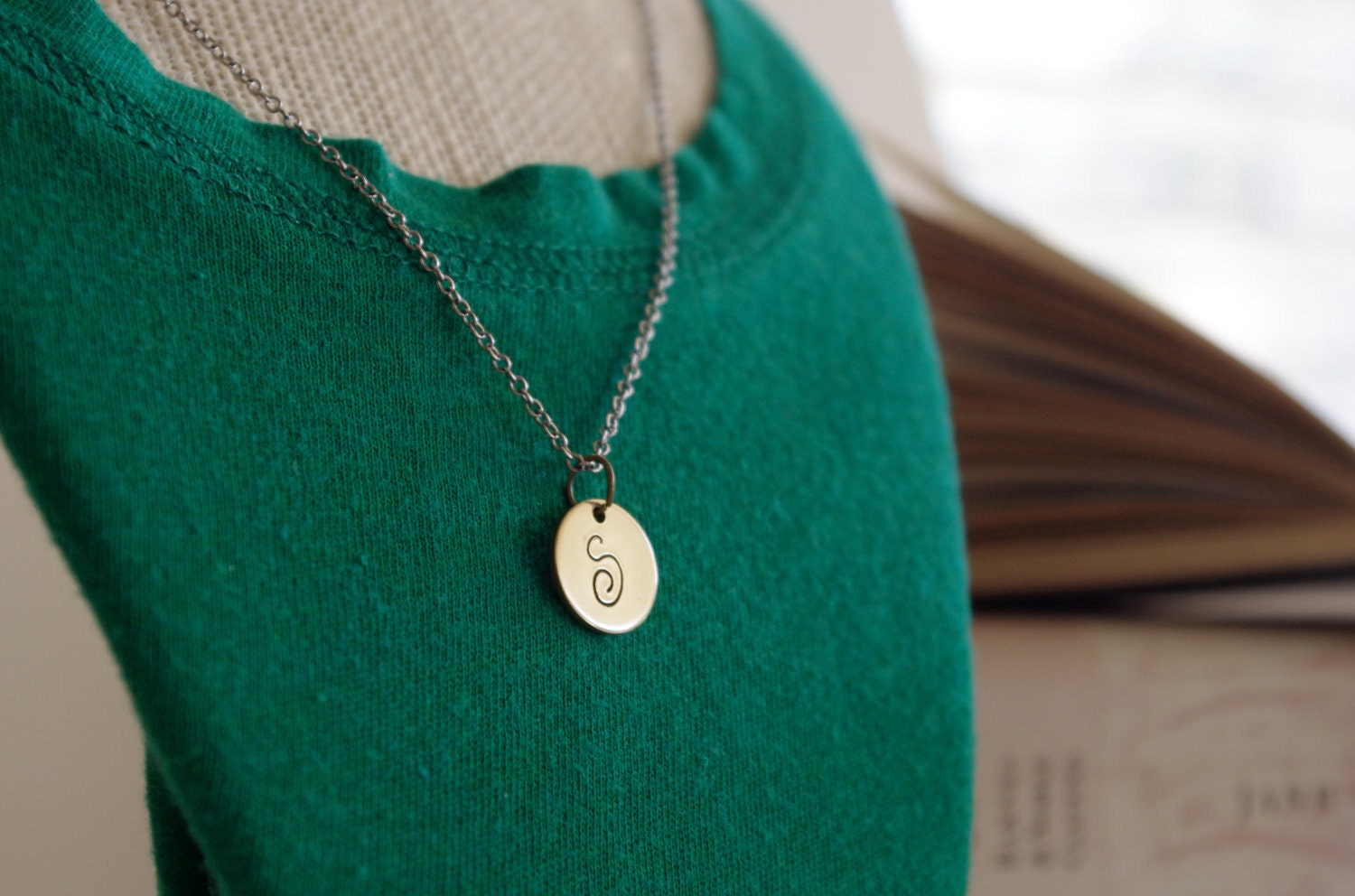 Personalized Hand Stamped Necklace - Simple Initial Necklace