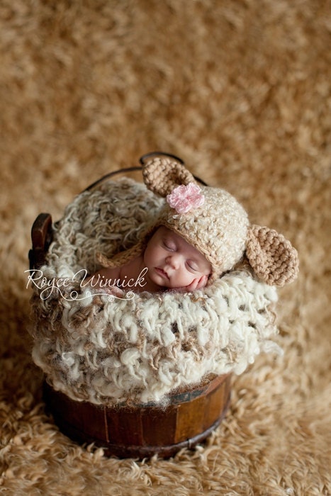 PDF Instant Download Easy Crochet Pattern No 229 Little Lamb photo prop sizes preemie, newborn. 0-3, 3-6 months