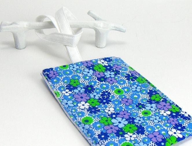 Travel Luggage Tag in Blue Flowers