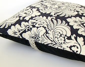 Cover for throw pillow / Black Damask / 18x18