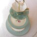 Alice & the Tiffany Box, Vintage China Aqua Blue Cupcake Stand or 3 Tier Cake Plate for High Tea, Birthday Party or Spring Garden Wedding