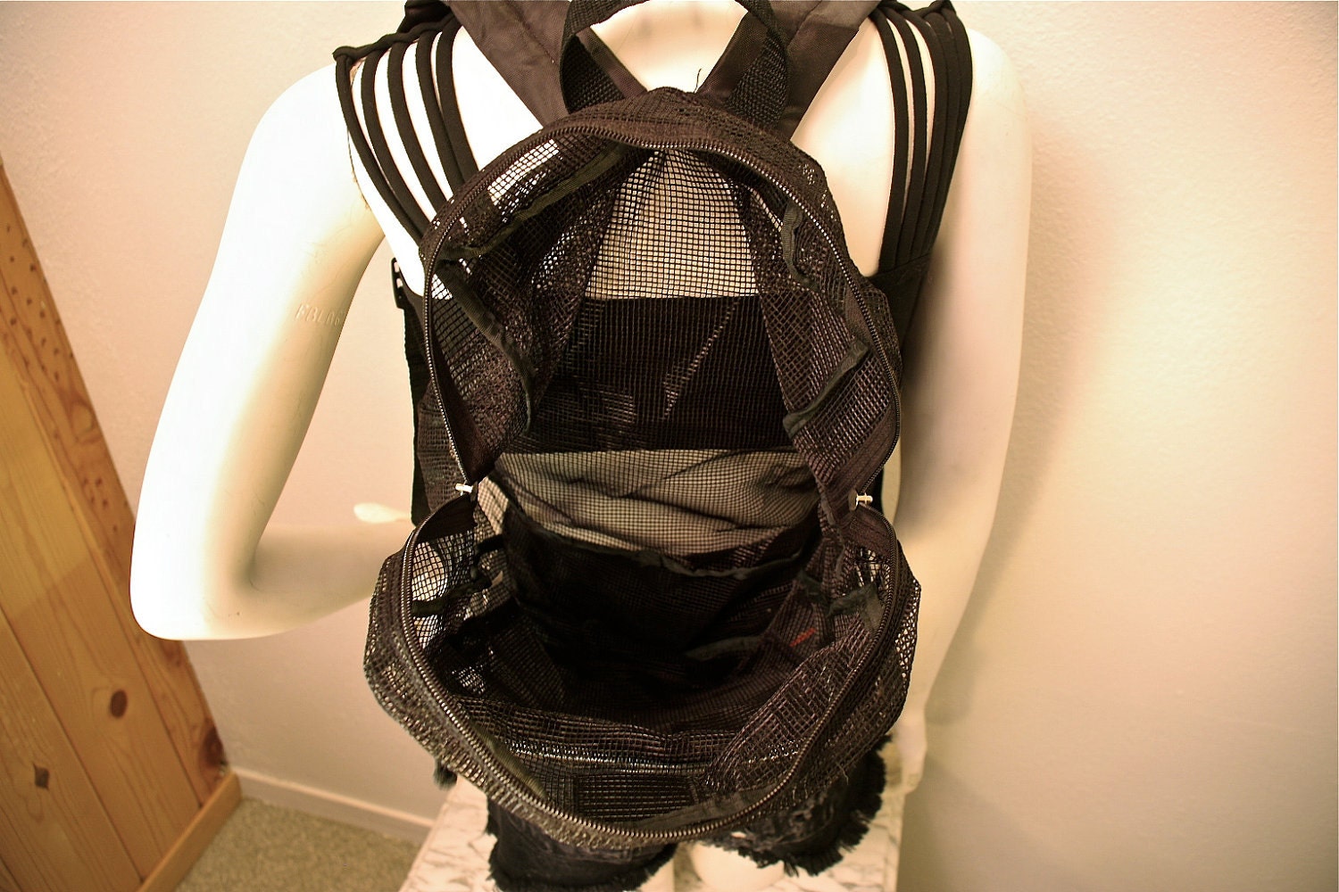 Club Kid Black Mesh Raver Goth Backpack