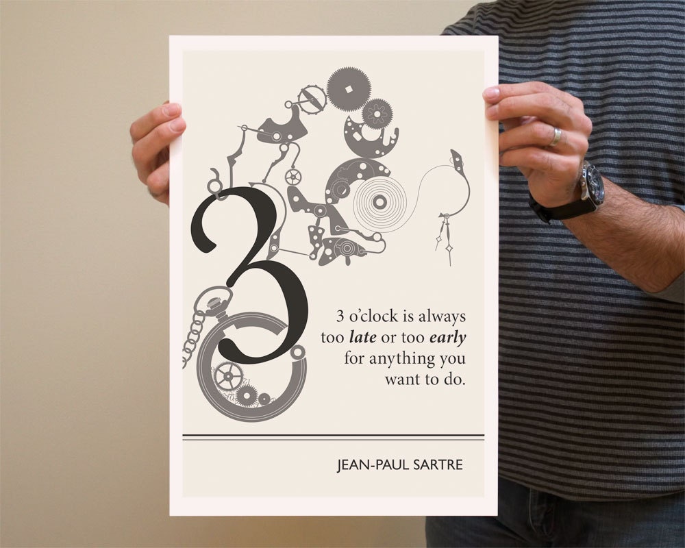 Illustration, Jean-Paul Sartre Quote, Fine Art Prints and Art Posters, Philosophy Quote, Philosopher, Minimalist Drawing