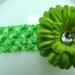 Limited Time Offer....Lime Green Mini Daisy Flower with Rhinestone and lime green crochet headband....ONE DOLLAR SHIPPING