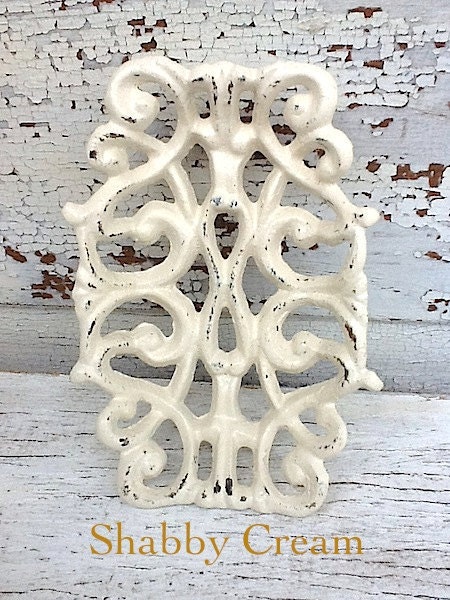 Shabby Chic Cream Wedding - Cream Business Card Holder - Cast Iron - Rustic Vintage -Retro Soap Dish- Distressed - Metal Decor-Spring