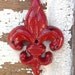 Red Fleur De Lis Wall Hook -Mount Rack -Rustic - Bright Cast Iron - in French Decor - Metal Wall Decor-Retro Kitchen