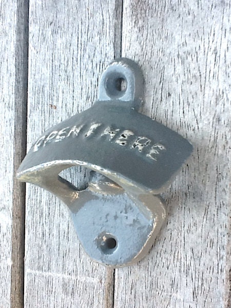 Modern Grey Bottle Opener Cast Iron -Mid Century Industrial - Soda Pop Opener -Concrete-Metal Wall Decor-Distressed-Slate -Summer Decor