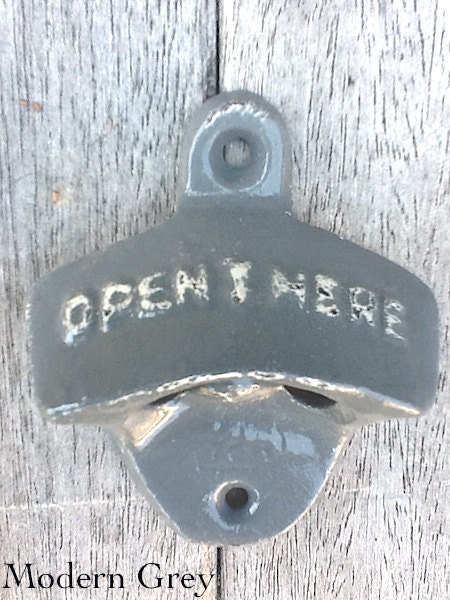 Modern Grey Bottle Opener Cast Iron -Mid Century Industrial - Soda Pop Opener -Concrete-Metal Wall Decor-Distressed-Slate -Summer Decor