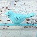 Aqua Bird Business Card Holder - Sea Bliss Bleu - Distressed Metal Decor - Bright Shabby Chic - Robins Egg Blue - Soft-Summer Trends
