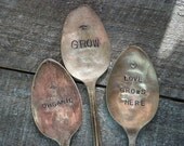 Plant Marker, Garden Markers, Moms Day, Herb Marker, Garden, Handstamped Silverplate, Mother's Day, Hostess Gift, House Warming,  - Choose 3