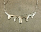Liquid Silver Necklace in Fine & Sterling- Dripping in Silver Necklace- Organic Silver Jewelry- Bib Necklace - Eco-Friendly Silver Jewelry