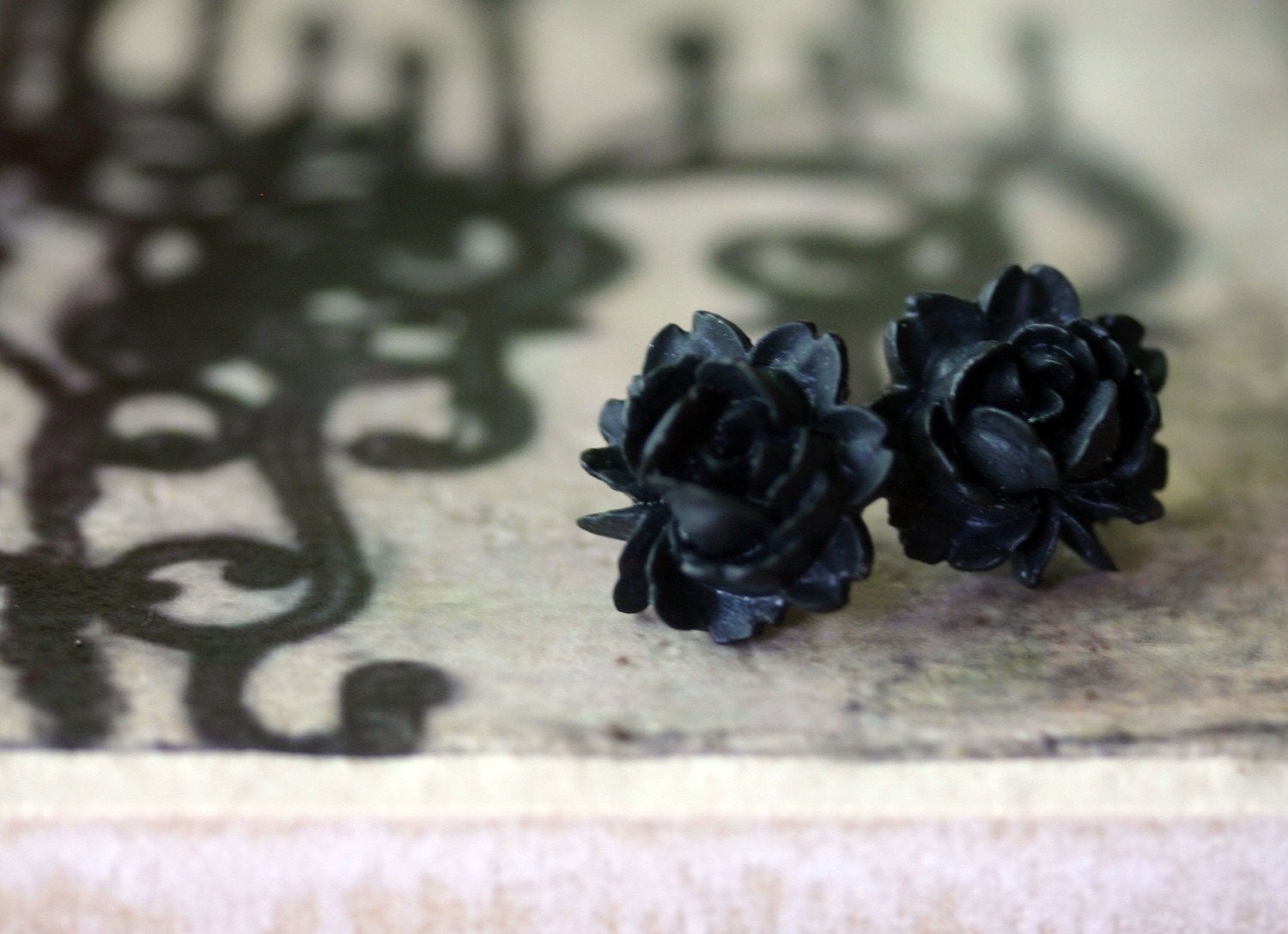 Black Rose Earrings - Gothic Lolita