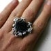 Victorian Black Rose Ring in Silver