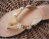 Handmade leather sandals with swarovski crystals