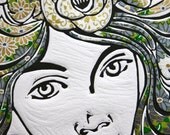 Art Nouveau Girl Linocut Print