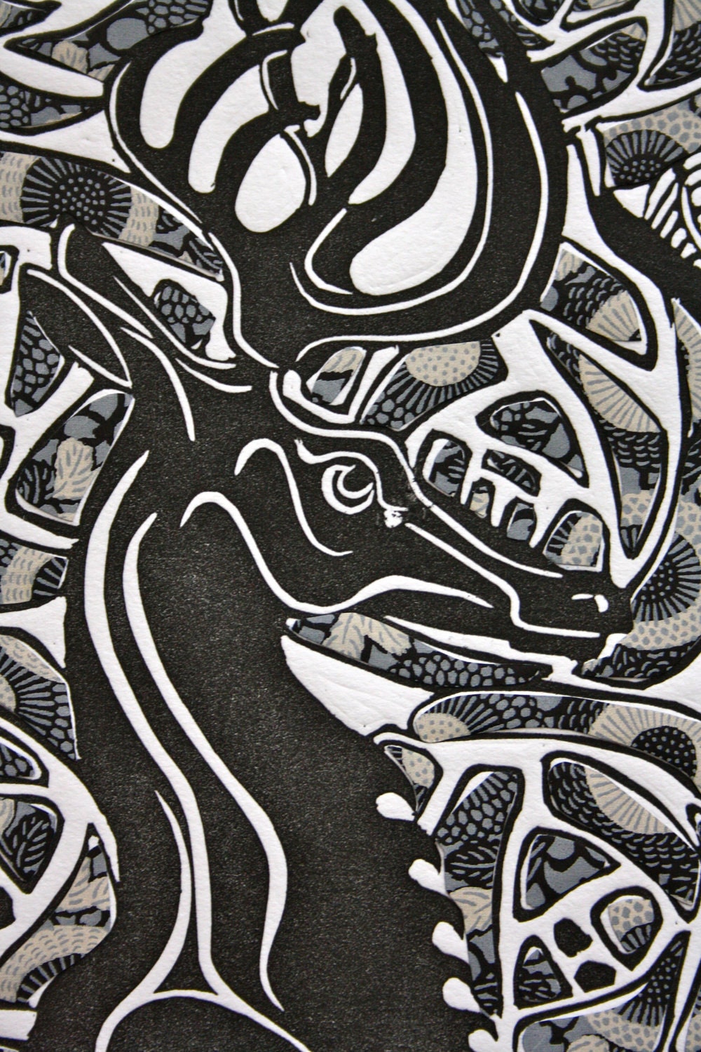Art Nouveau Dear Linocut
