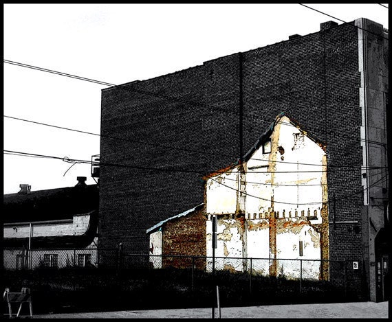 City scene, remains of house, "Frankford Ave., Old Neighbors", fine art photo, retro, Philly, nostalgia, 11x14" Giclee print