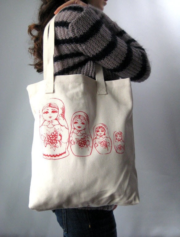 American Apparel Natural Cotton Nesting Dolls Tote