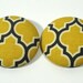 Button Fabric Covered 1.5 inch Quatrefoil Yellow Gray Marigold Set of 6
