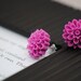 Fuchsia Magenta MUM Chrysanthemum Stud Earrings