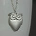 Owl Necklace Silver -Owl Lovers Necklace, Modern Owl Necklace with Swarovski Eyes