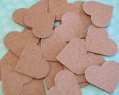Heart Die Cuts - 25 Upcycled Kraft Cardstock Heart Punches - 1"