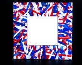 Square Recycled Magazine Frame - Red, White and Blue Frame