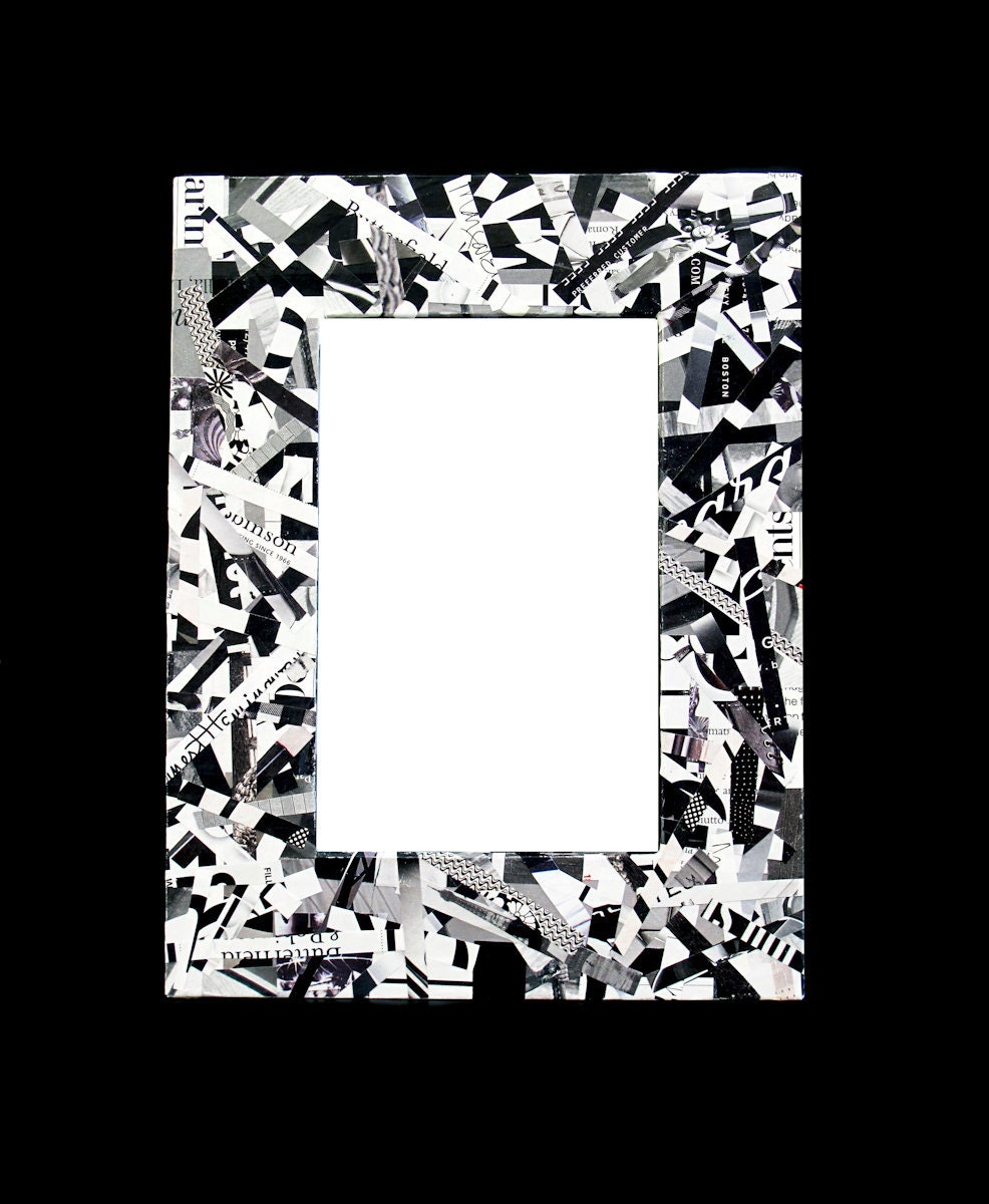 Black and White Recycled Magazine Frame - Frame Made from Recycled Magazines