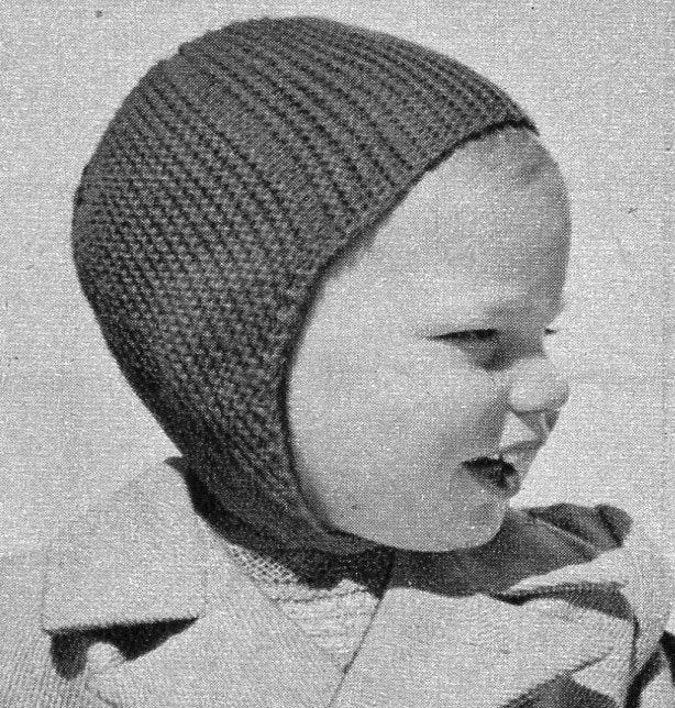 Toddler's 1950s Vintage Garter Stitch Knitted Cap -- PDF KNITTING  PATTERN