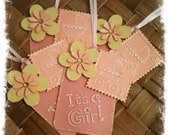 Baby Girl Handmade It's A Girl Vintage Inpired Baby Shower Gift Tags Set of 4