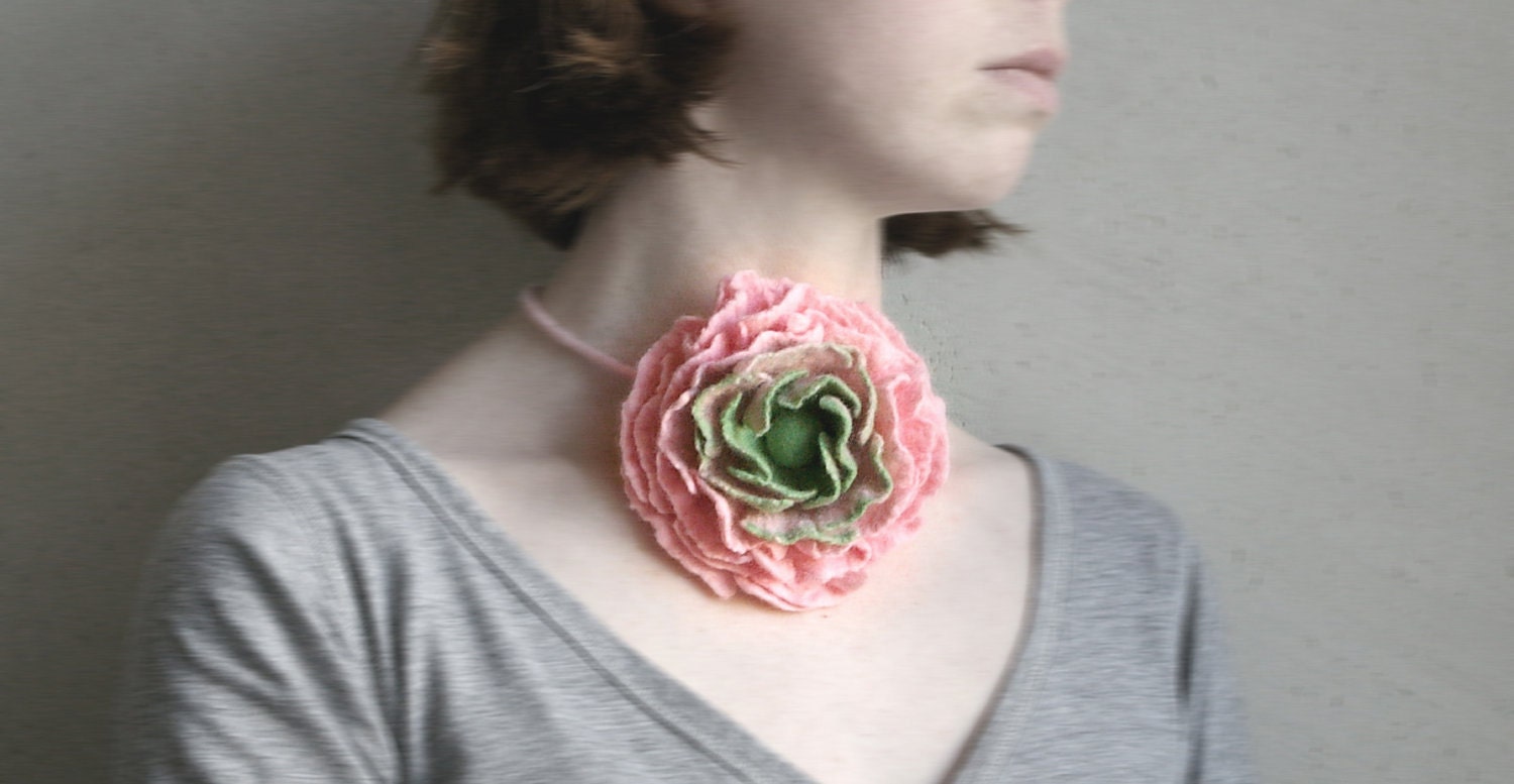 felt flower headband brooch neclace bracelet belt PINK RANINCULUS / ready to ship / romantic weddings