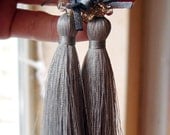 Grey Fringe Tassel Earrings