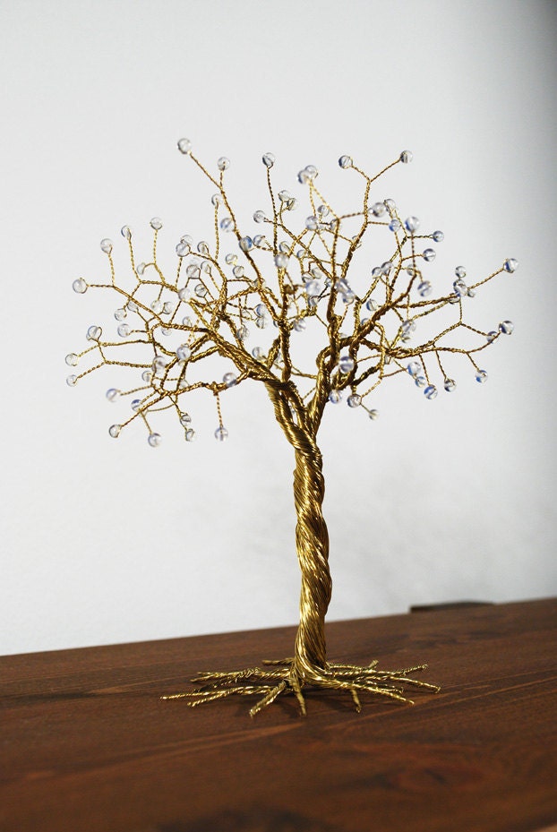 Lunar Energy Moonstones Handmade Sculpture Wire Tree
