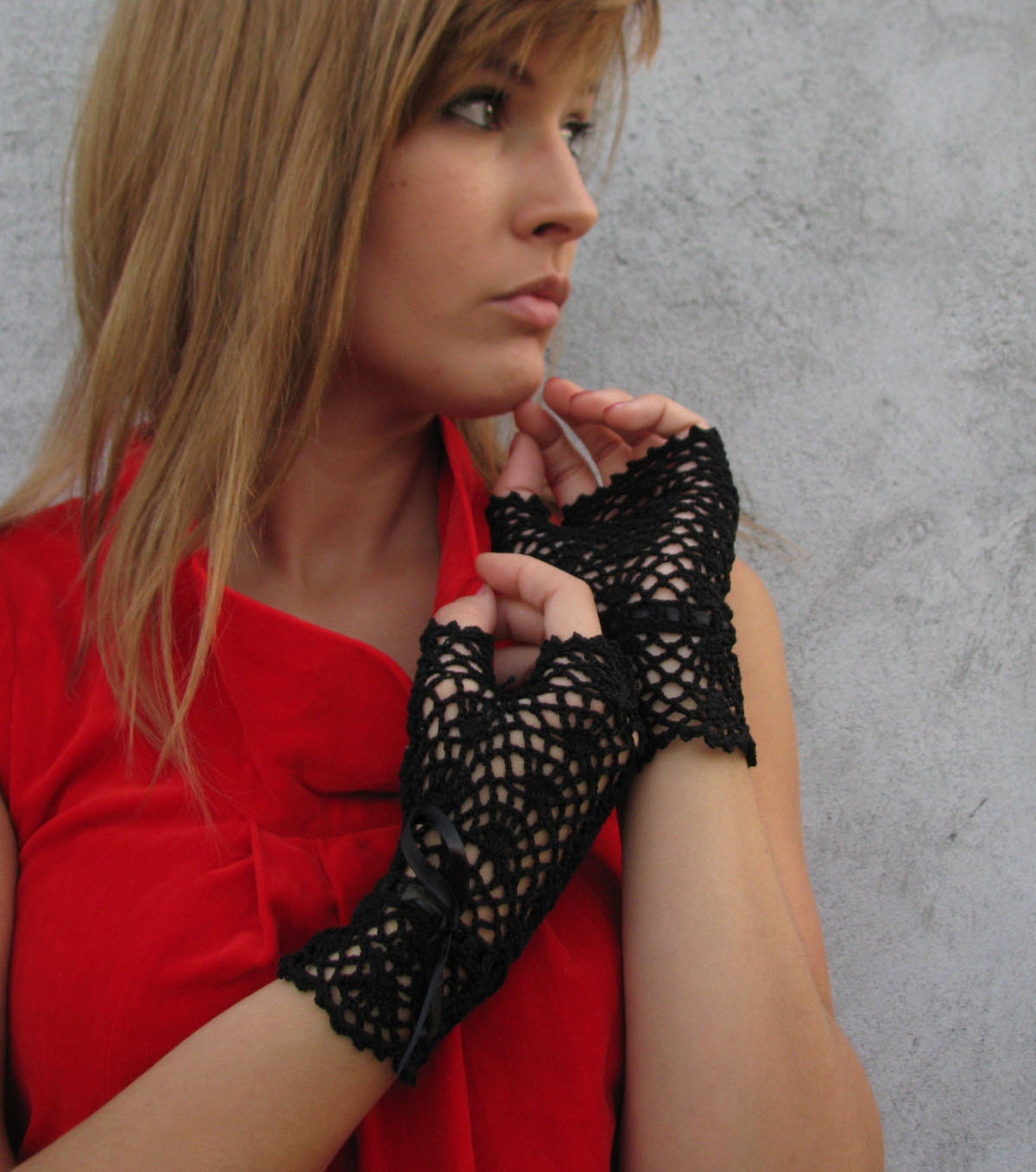 Gloves Mittens  Women Accessories short black elegant fingerless gloves