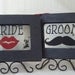 Wedding Signage Mustache and Lips Antiqued Mirror in Black Frame