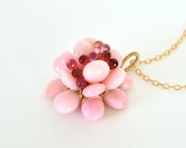 Gemstone Flower Necklace Pink Opal Tourmaline