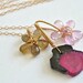 OOAK Exotic Gemstone Flower Necklace Watermelon Tourmaline Pink Topaz Gold Filled