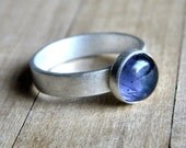 Iolite Ring, Denim Blue Iolite Matte Sterling Silver Ring - Size 7.5 - Amy