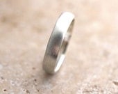 Silver Wedding Band, Brushed  Men's or Women's Unisex 4mm Low Dome Recycled Metal Argentium Sterling Silver Ring - Made in Your Size