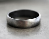 Mens Band, Roughed Up 5mm Men's or Women's Unisex Oxidized Recycled Metal Argentium Sterling Silver Ring - Made In Your Size