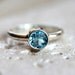 Swiss Blue Topaz Ring, Faceted Aqua Blue Gemstone Bright Sterling Silver Ring December Birthstone Sky Blue - Made to Order