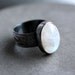 Moonstone Ring, Snow White Rainbow Moonstone Wide Band Oxidized Sterling Silver Ring Moonstone Jewelry  - Magick - Size 7
